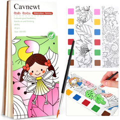 Cavnewt watercolor coloring book for kids with a travel-friendly palette.