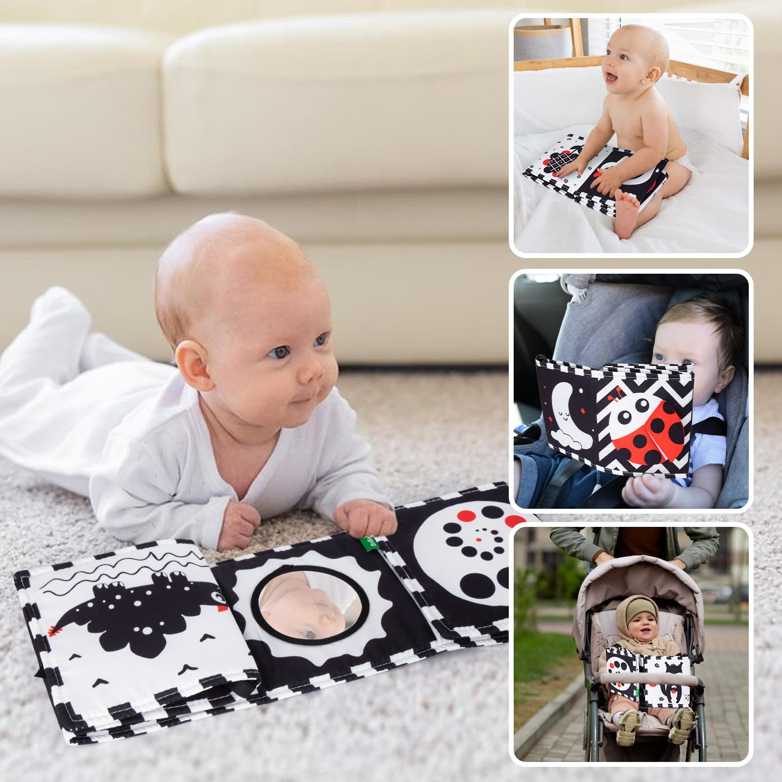 Cawgug tummy-time book encourages head-up time and coordination.