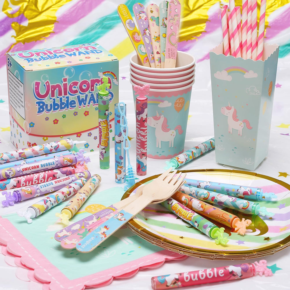 Cawiew assorted pastel unicorn wands on display for easy party decor.