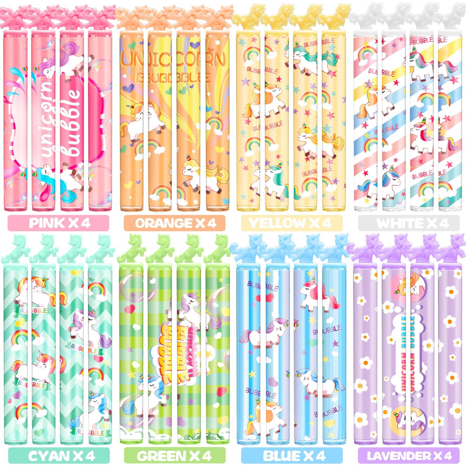 Cawiew pastel unicorn bubble wand close-up for charming party favors.
