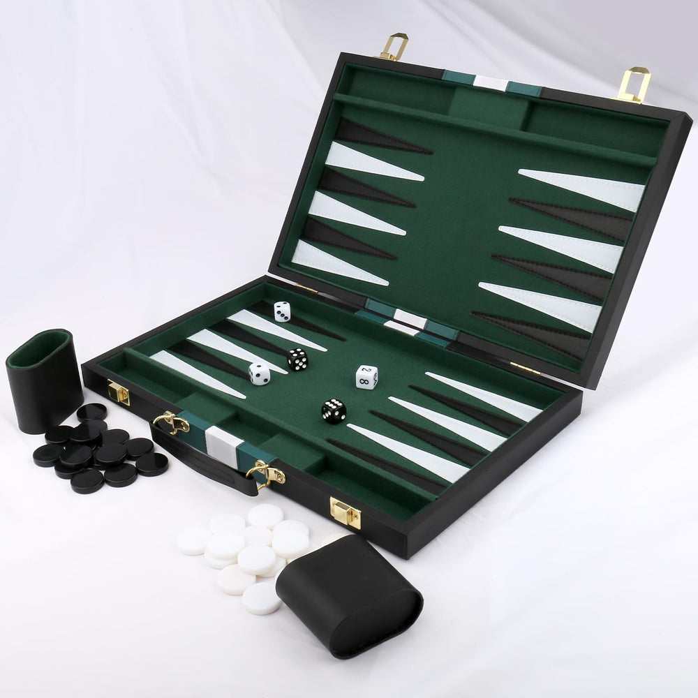 CAYOULR backgammon board and leather details during play offer tactile luxury.
