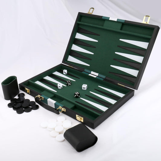CAYOULR backgammon board and leather details during play offer tactile luxury.