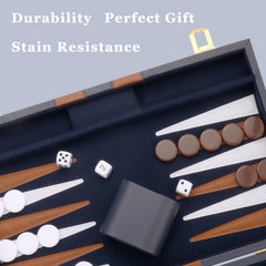 CAYOULR backgammon set closed dimensions show compact, portable form.