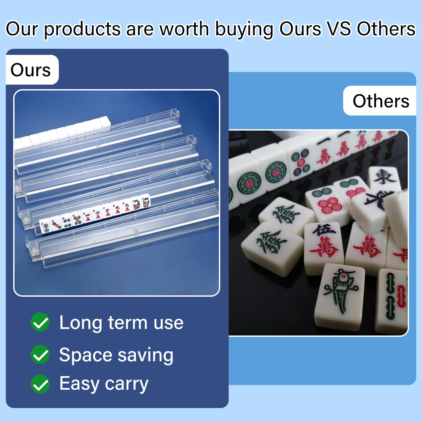 American and traditional mahjong setups compatible with wider tile sizes.