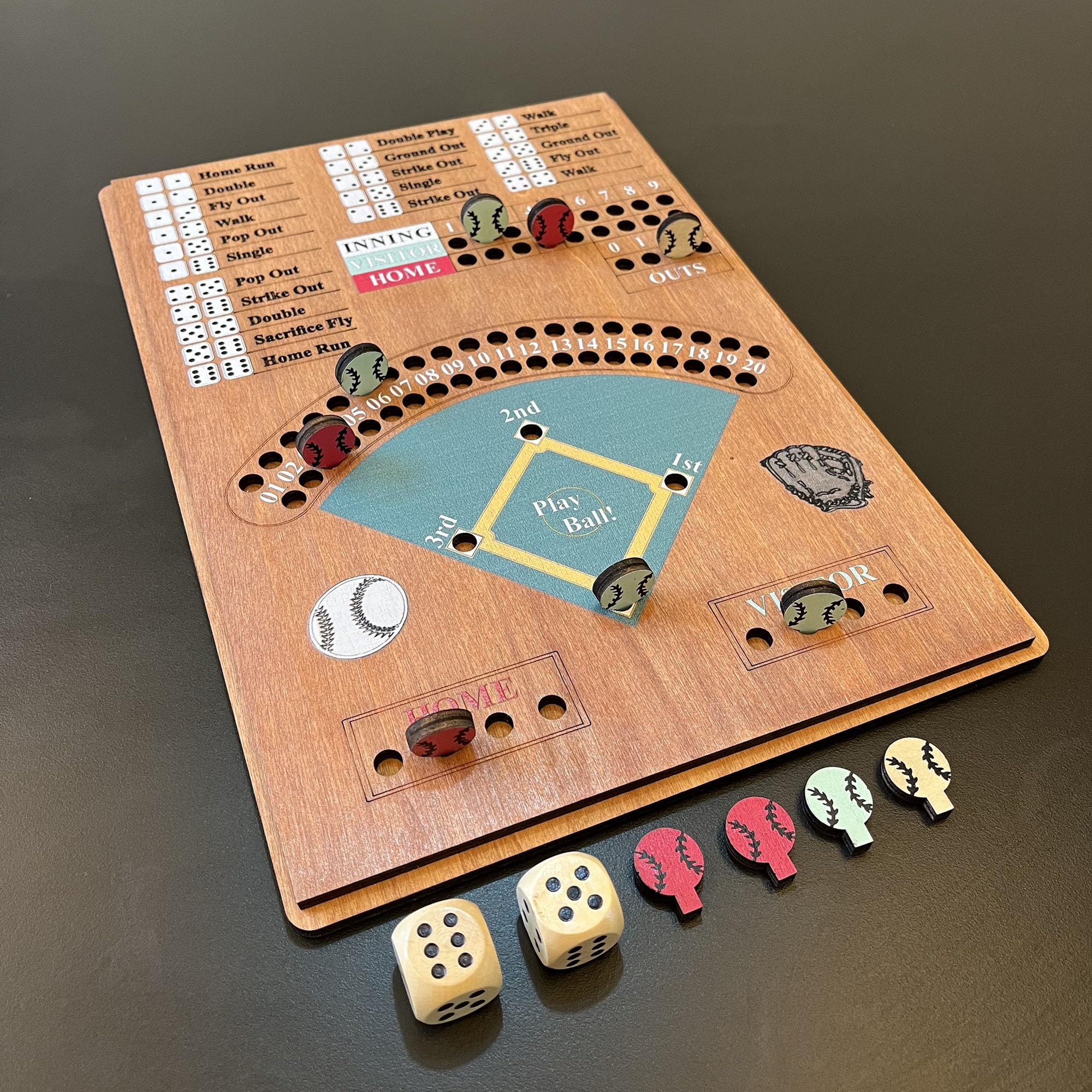 CBLKUS Baseball Dice Board Game on table for family game night