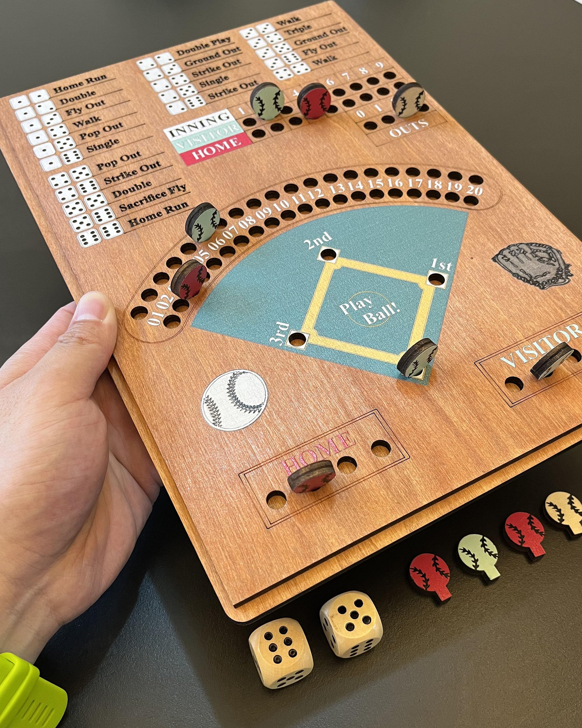 CBLKUS wooden field board shows engraved markings for durable play