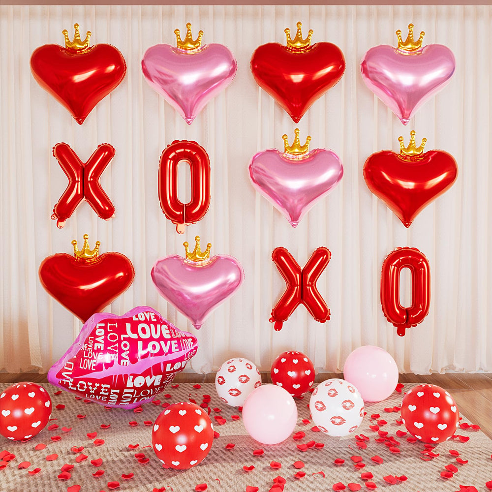 CboDeco heart balloons add playful color to Galentine decor and photos.