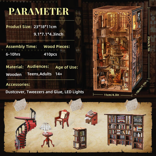 CCCDF Abbey Library 3D wooden puzzle detailing durable miniature pieces.