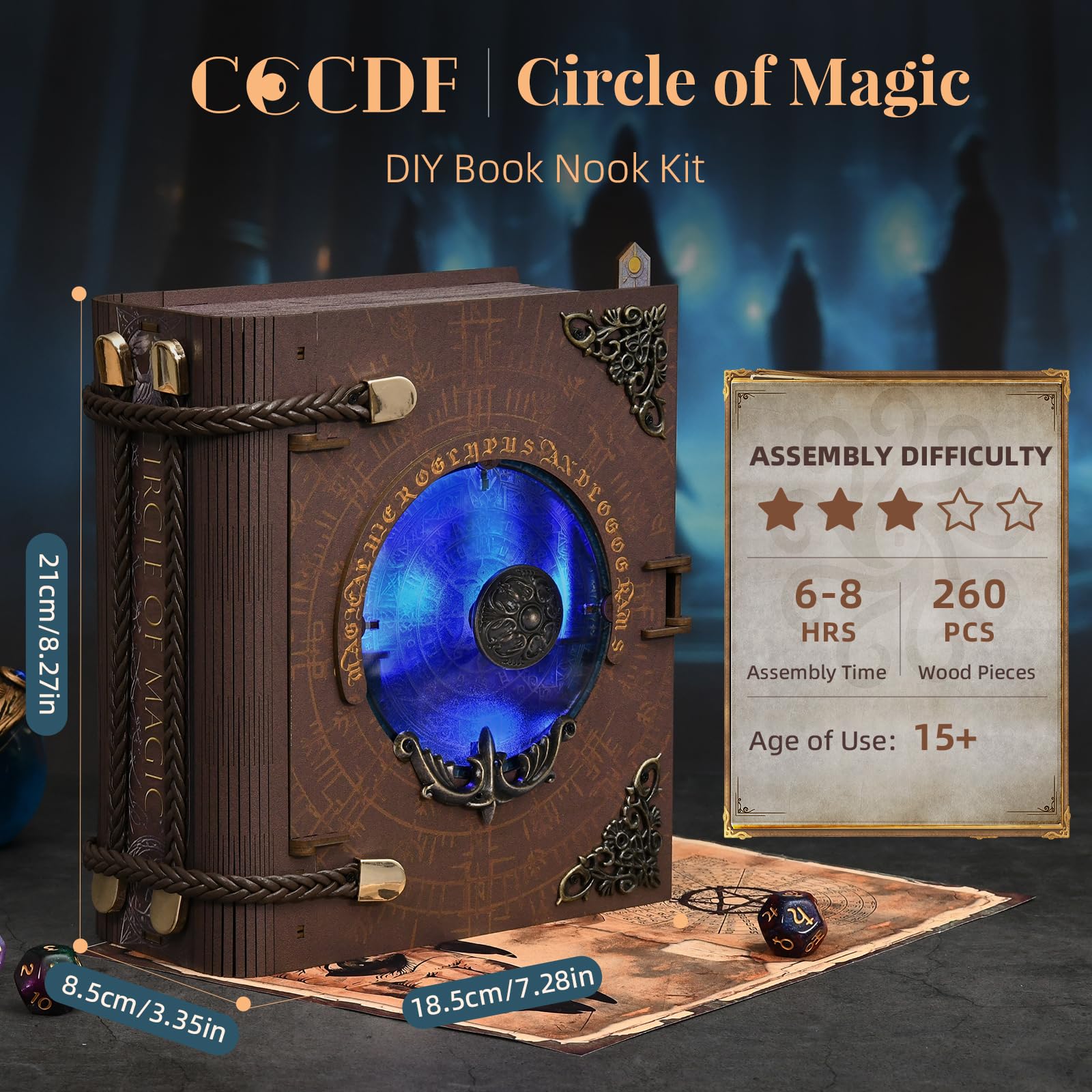 CCCDF Book Nook Circle of Magic LED glow panel highlights enchanted setup.
