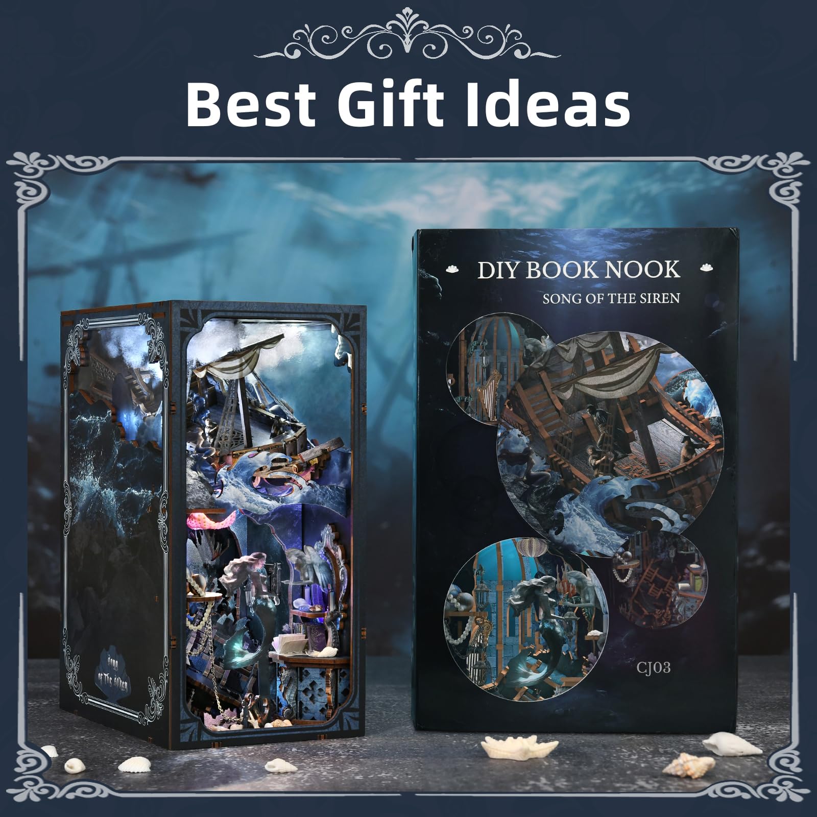 CCCDF Book Nook Song of the Sirens wooden puzzle pieces and components