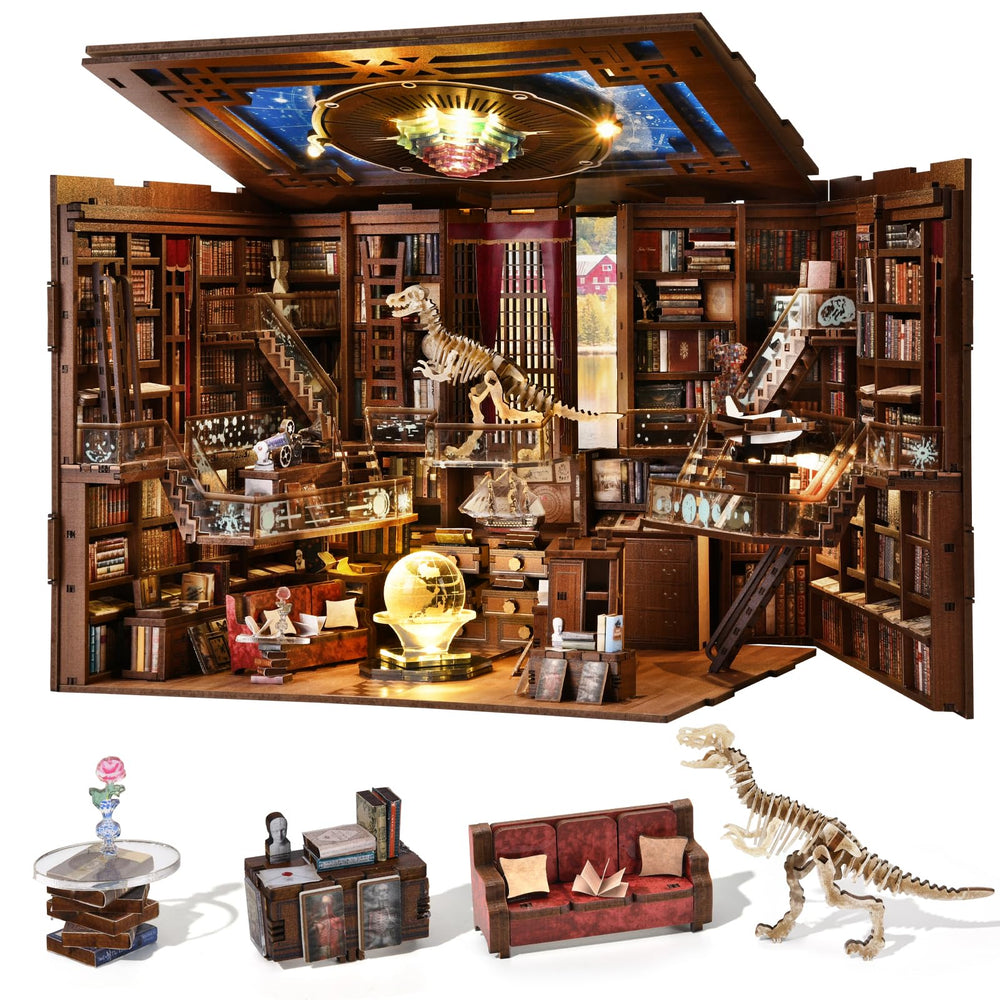 CCCDF DIY Book Nook Kit front view shows warm wood tones for a cozy study corner.