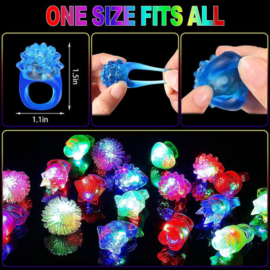 CCINEE jelly LED rings flash in multiple colors for glow parties.