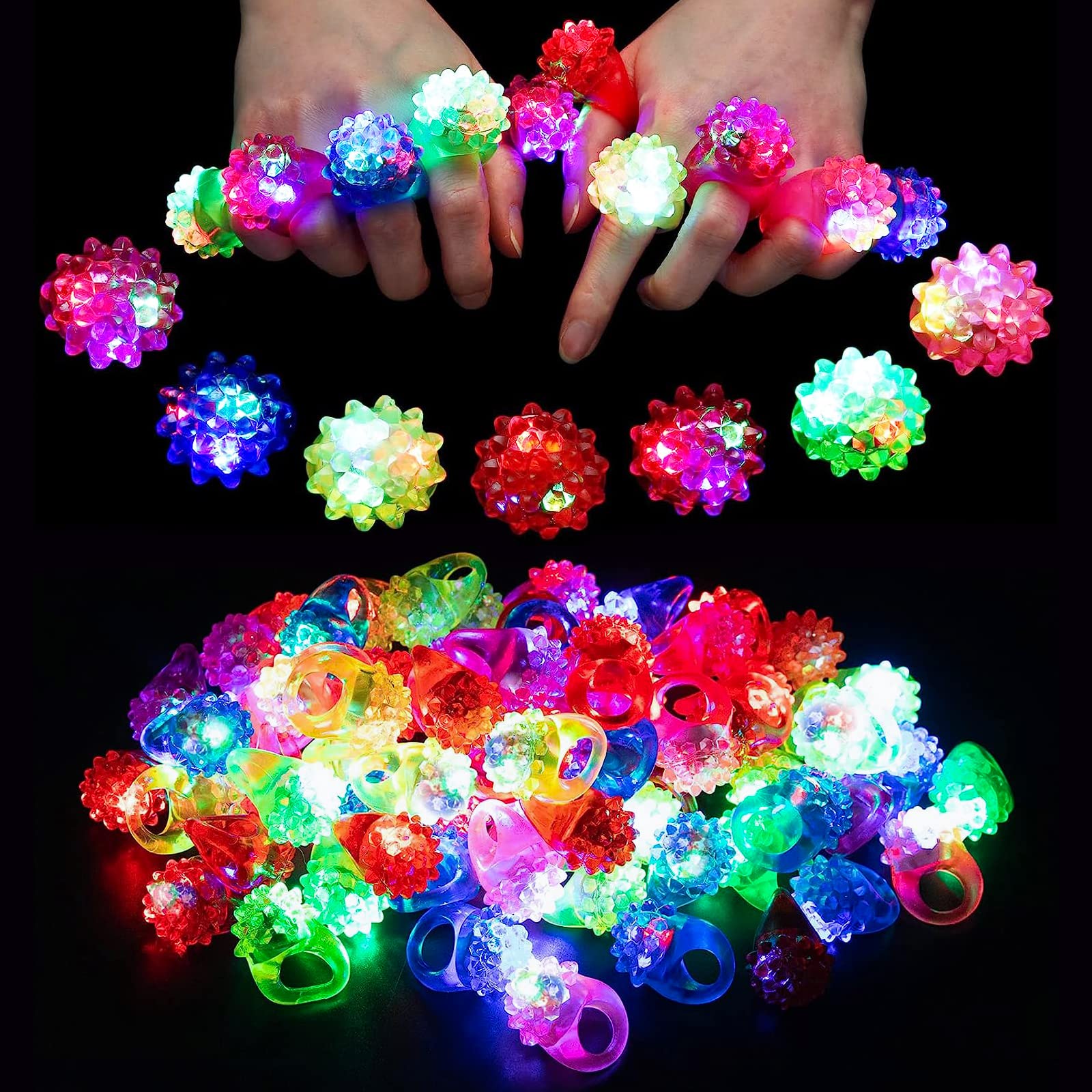 CCINEE light up rings in assorted colors for festive glow and party prizes.