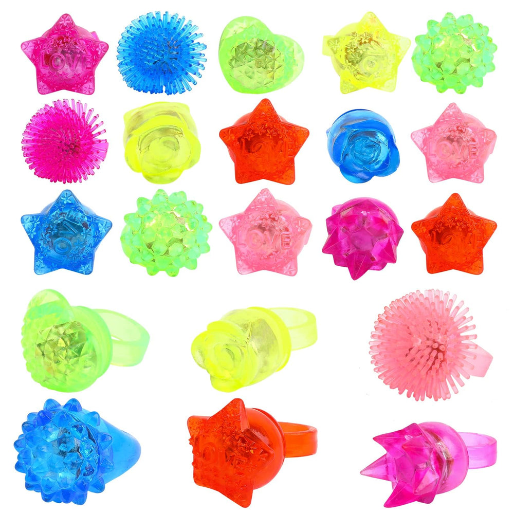 CCINEE light up rings in varied shapes glow vividly for party fun.