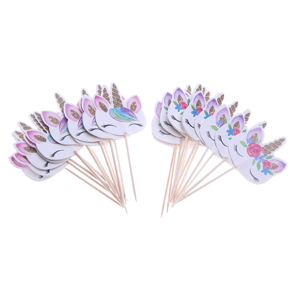 CCINEE Rainbow Unicorn cupcake topper, double-sided design for vibrant party decor