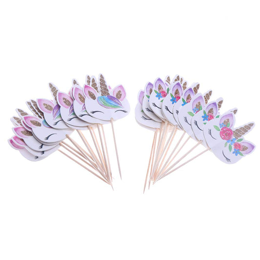 CCINEE Rainbow Unicorn cupcake topper, double-sided design for vibrant party decor
