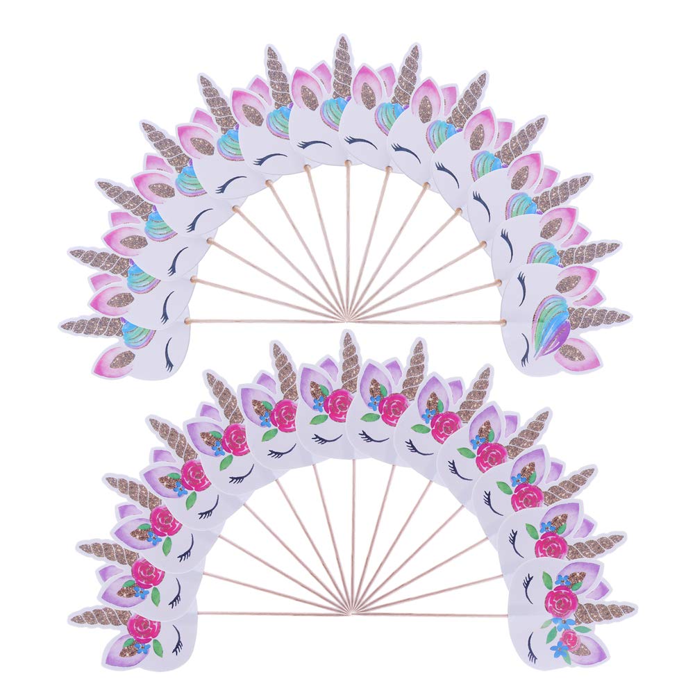 CCINEE Two unicorn styles cupcake toppers for a cute birthday display