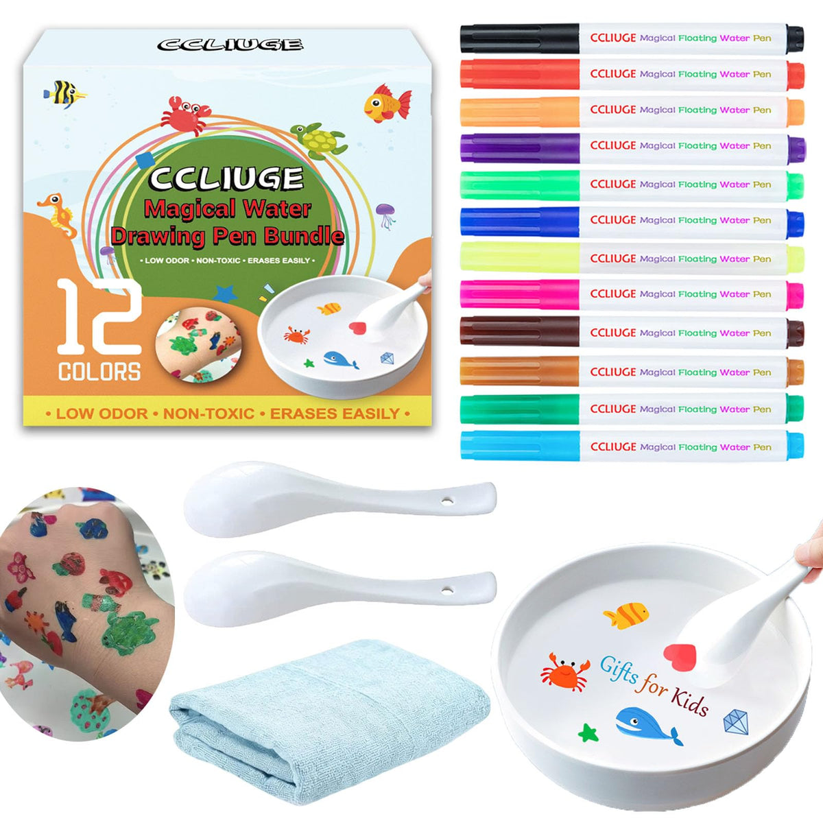 CCLIUGE Kiddies Floating Drawings Bundle with colorful pens for water art play