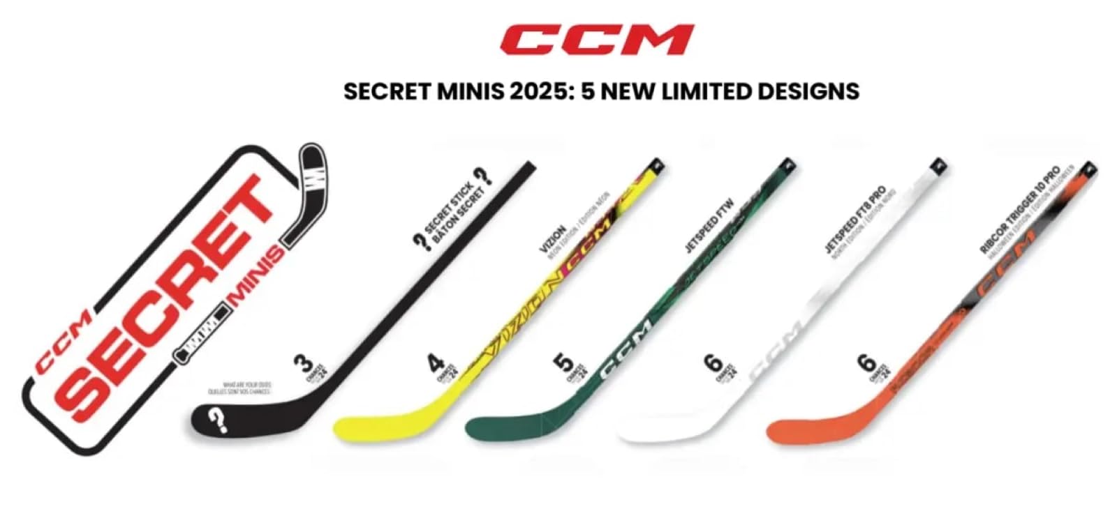 CCM Secret Mini 2025 hockey stick close-up, highlighting composite construction and durability.