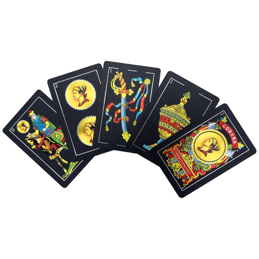 CDBXRA Spanish playing cards in black for classic cartas españolas games.