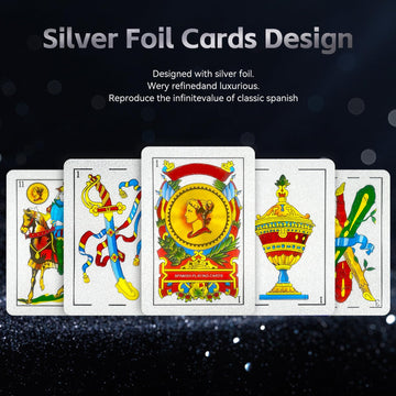 CDBXRA Spanish playing cards back view, elegant PVC design for poolside or travel games.