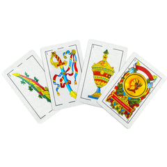 CDBXRA Spanish playing cards deck silver, front view, ideal for easy shuffling and long-lasting play.