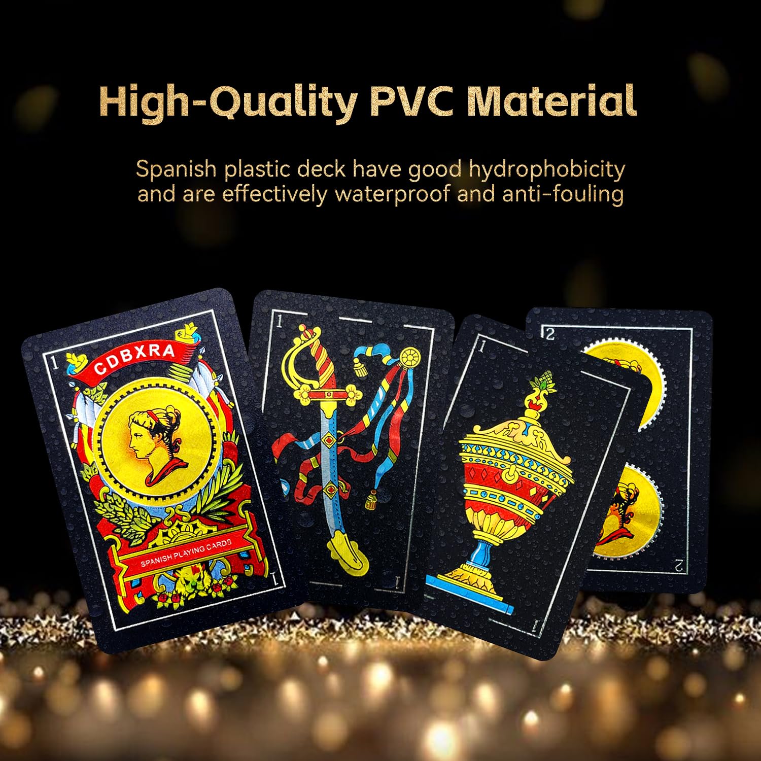 CDBXRA Spanish Playing Cards frosted surface reduces glare for comfortable reading.