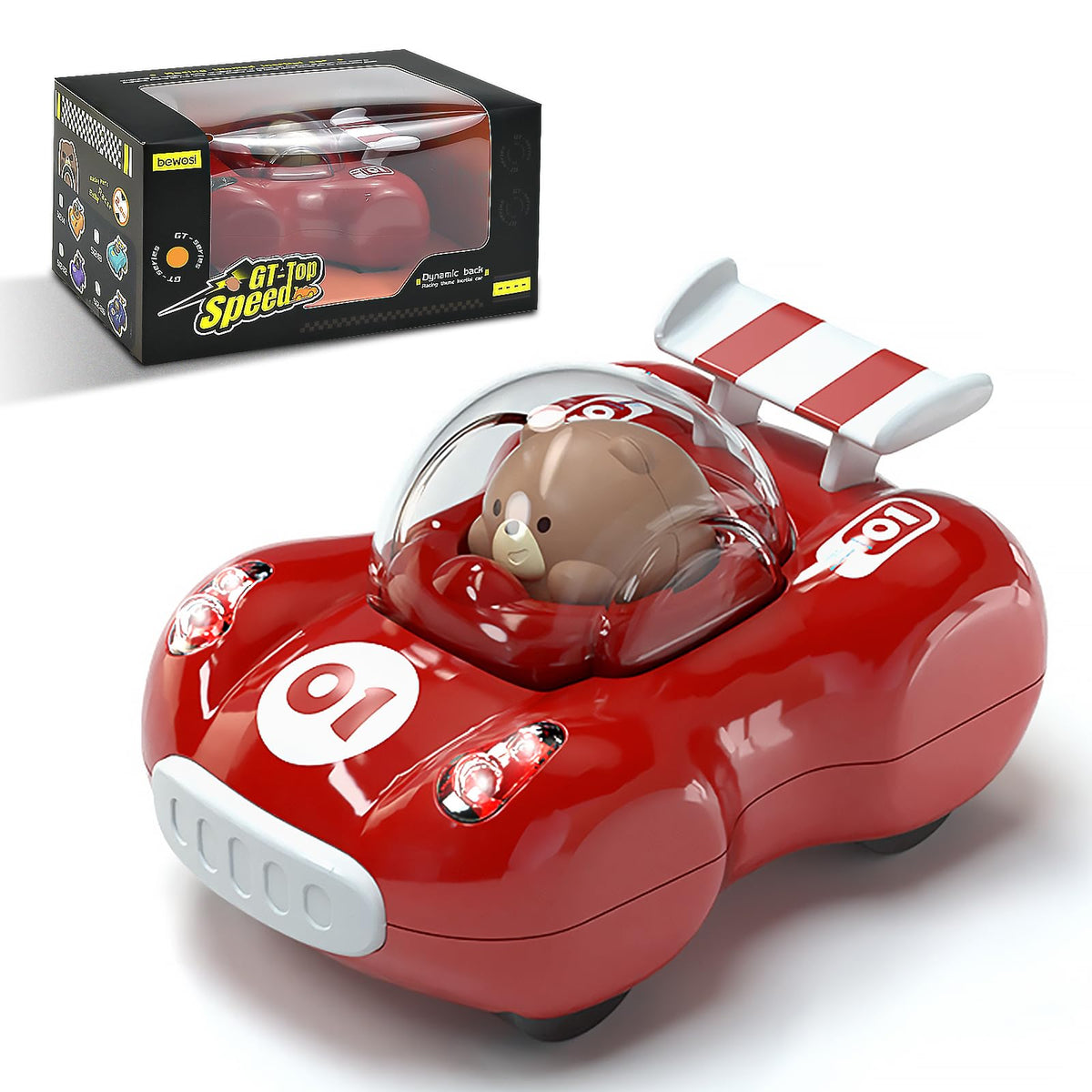 CDDZSW toddler pull-back truck in red, front view, safe design for curious hands.