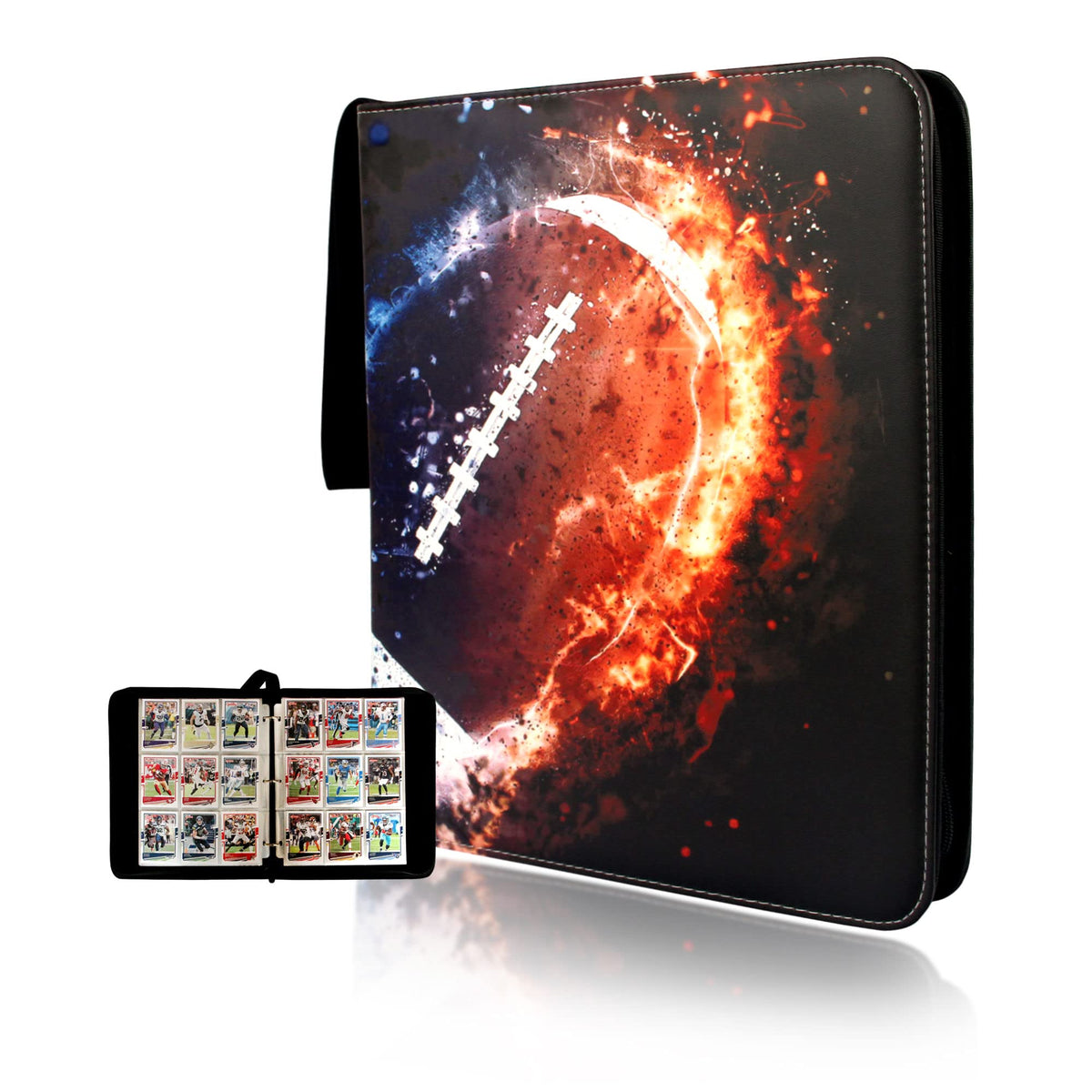 CDROPS football card binder displaying display cover for football cards