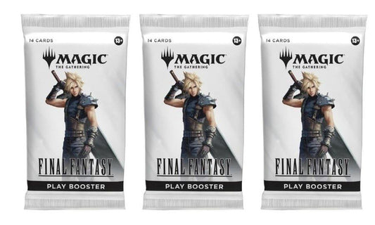 CE 3-pack MTG Final Fantasy booster with rare and foil cards for varied deck building.