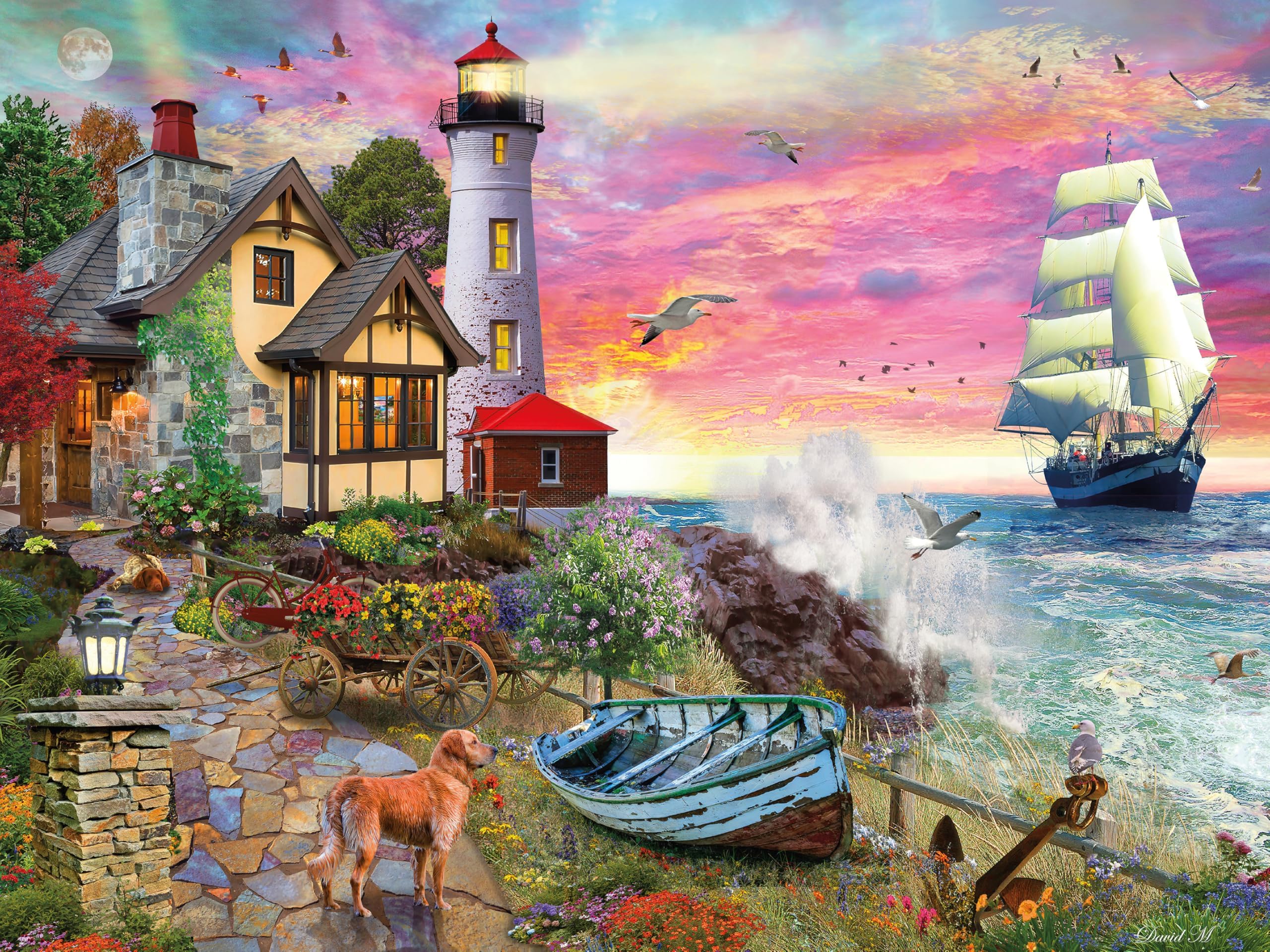 Ceaco Crashing Waves puzzle cover with vivid seascape for family puzzling