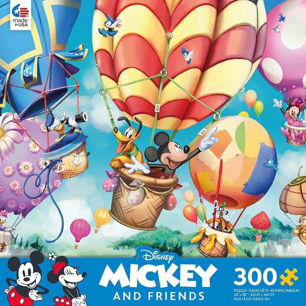 Ceaco Disney Mickey's Air Balloon puzzle pieces close-up for satisfying interlocking fit.