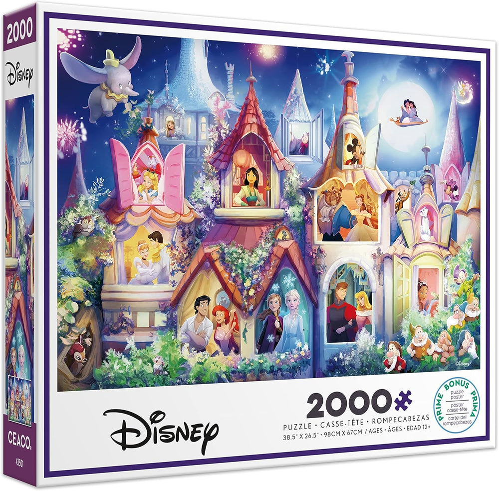Ceaco Disney Princess Castle puzzle box front, ideal for gift packaging and sturdy storage.