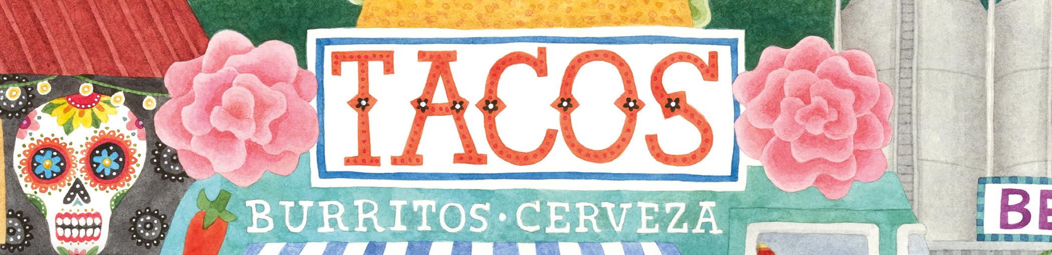Ceaco Taco Truck puzzle finished night assembly showing vivid colors