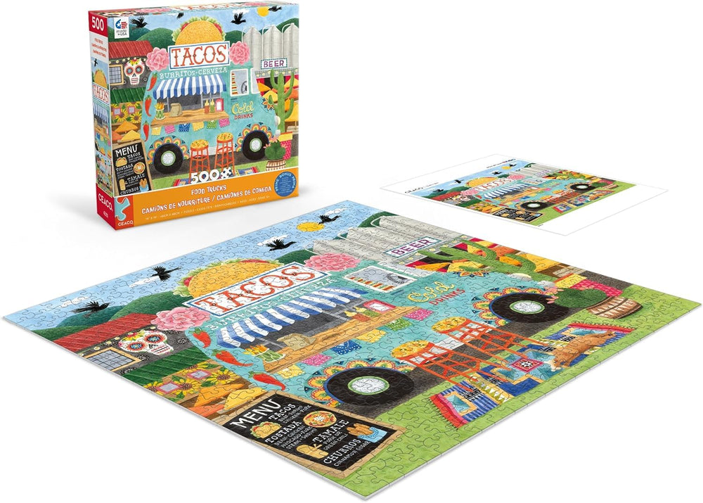 Ceaco Taco Truck puzzle design ready for display after completion