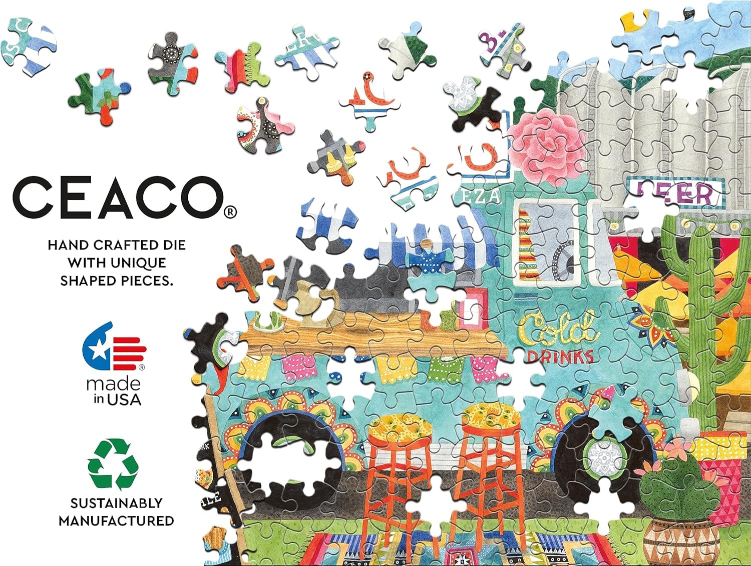 Ceaco 500-piece puzzle pieces arranged on table during building