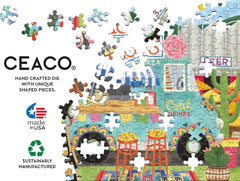 Ceaco 500-piece puzzle pieces arranged on table during building