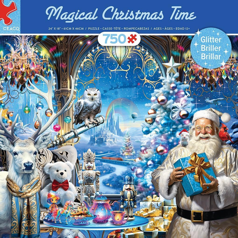 Ceaco Glitter Magical Christmas Time artwork close-up with vibrant colors for immersion