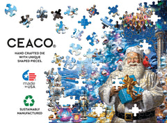 Ceaco Glitter Magical Christmas Time interlocking puzzle pieces for a secure fit