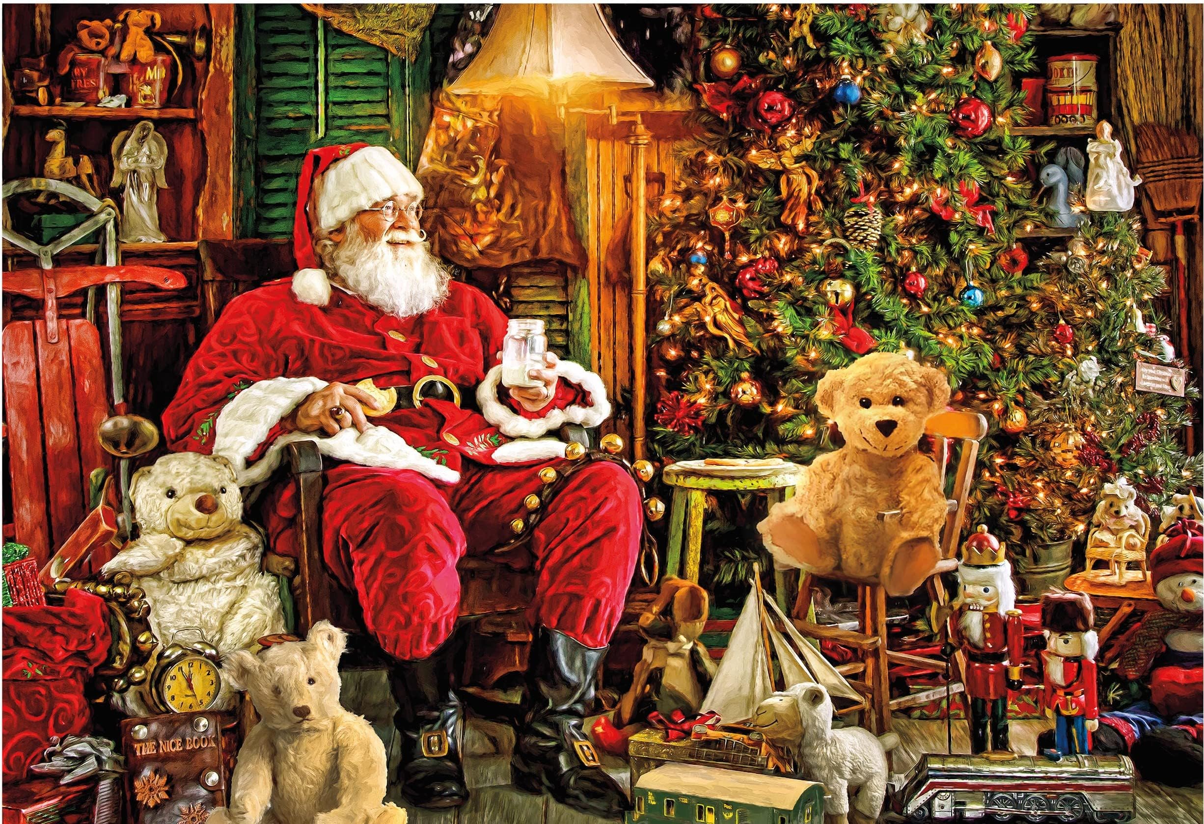 Ceaco Holiday Santa Workshop Scene highlights intricate pieces for a challenging, engaging experience.