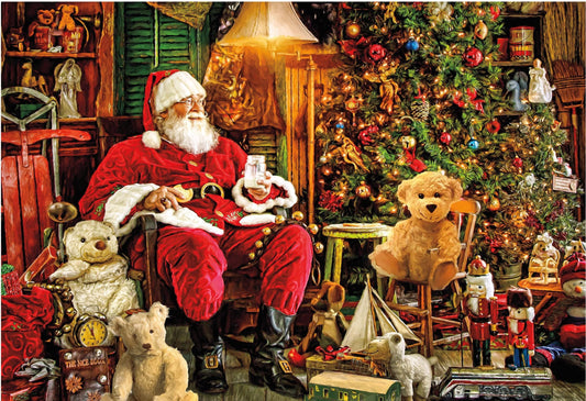 Ceaco Holiday Santa Workshop Scene highlights intricate pieces for a challenging, engaging experience.