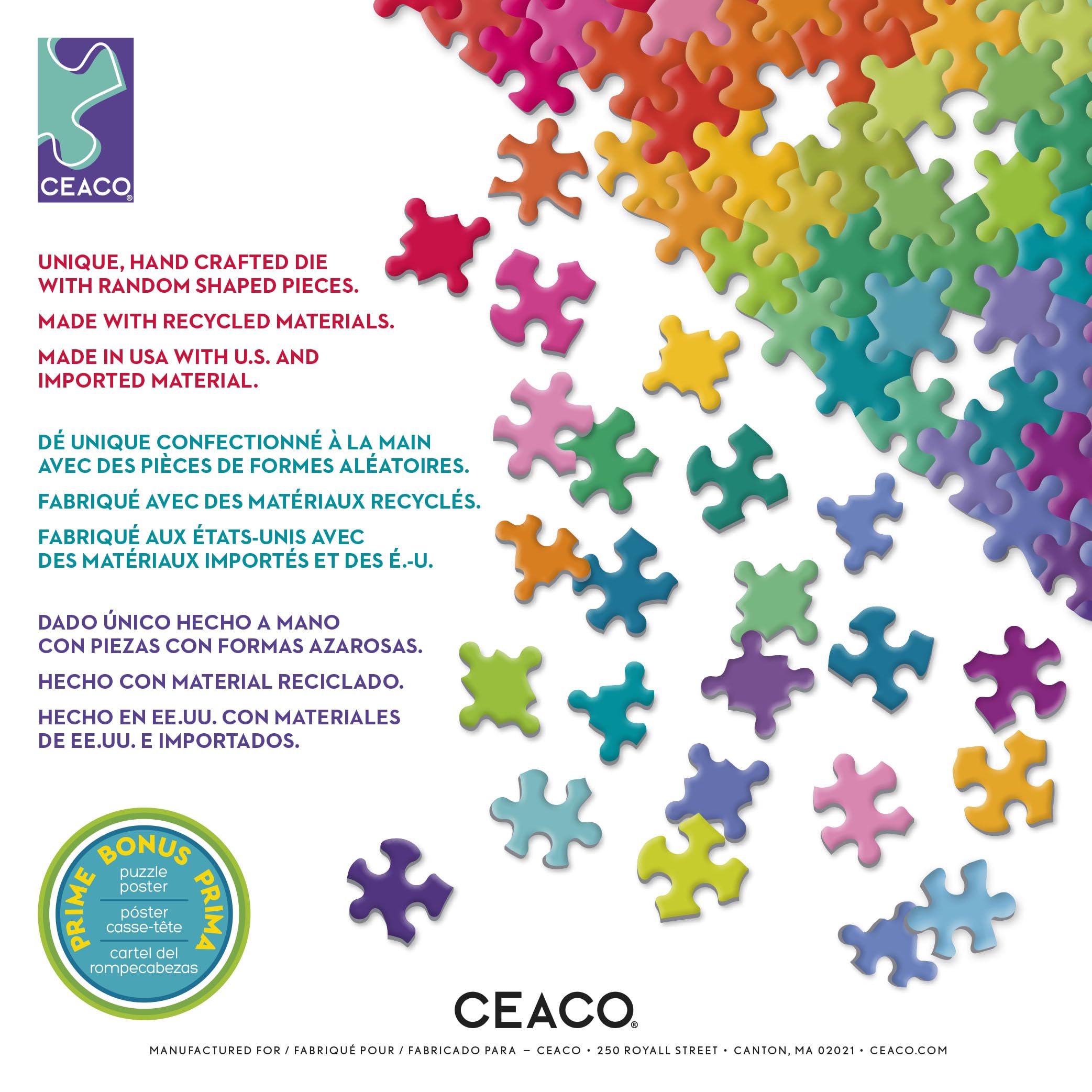 Ceaco made in the USA quality puzzle board ensures sturdy interlocking pieces