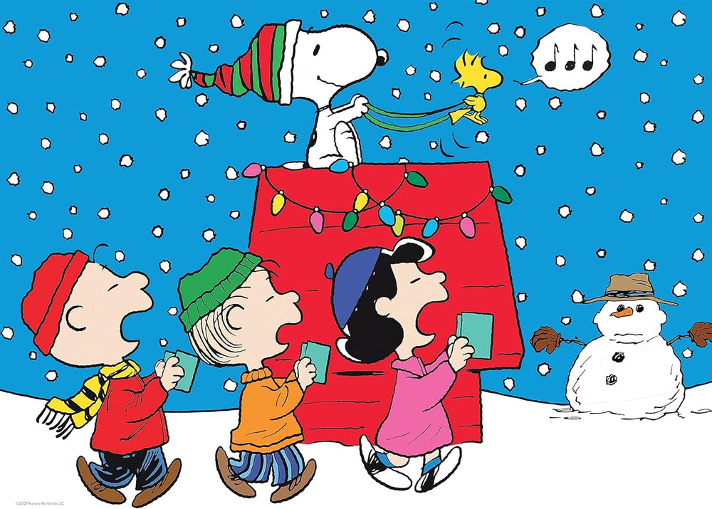 Ceaco Peanuts Holiday Snoopy and The Singers puzzle piece—large pieces ease handling for beginners.