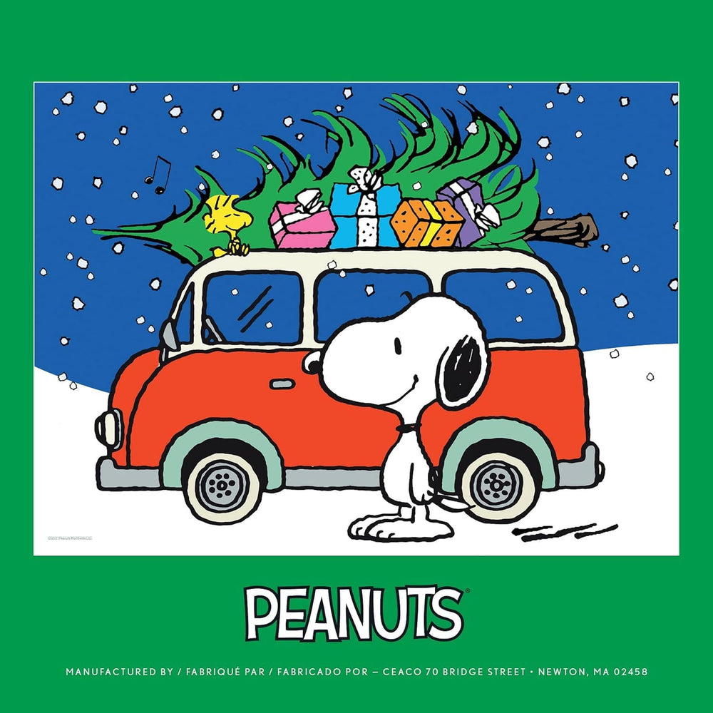 Ceaco Peanuts Peace and Presents puzzle—completed size 15x11 inches.