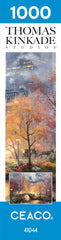 Ceaco Thomas Kinkade Central Park fall puzzle finished dimensions 26.75 by 19.75 inches.