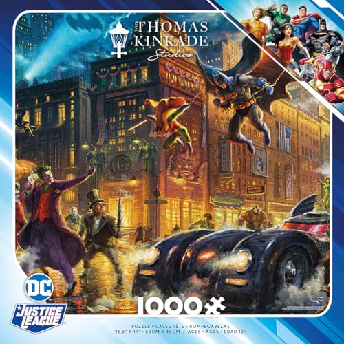 Ceaco Thomas Kinkade DC Comics puzzle close-up artwork showing detailed imagery for immersive puzzling.