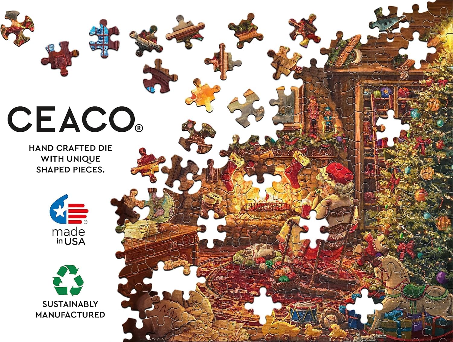 Ceaco Thomas Kinkade cat by the fireplace adds warm charm to puzzle
