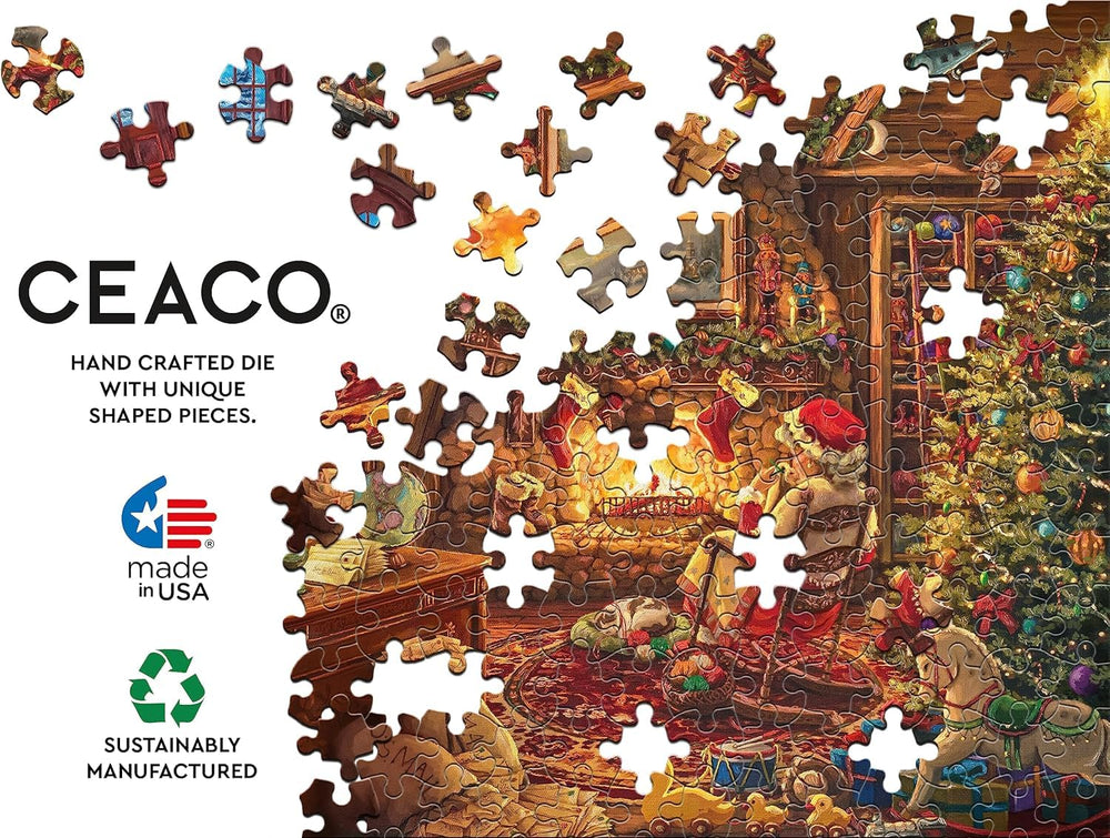 Ceaco Thomas Kinkade cat by the fireplace adds warm charm to puzzle