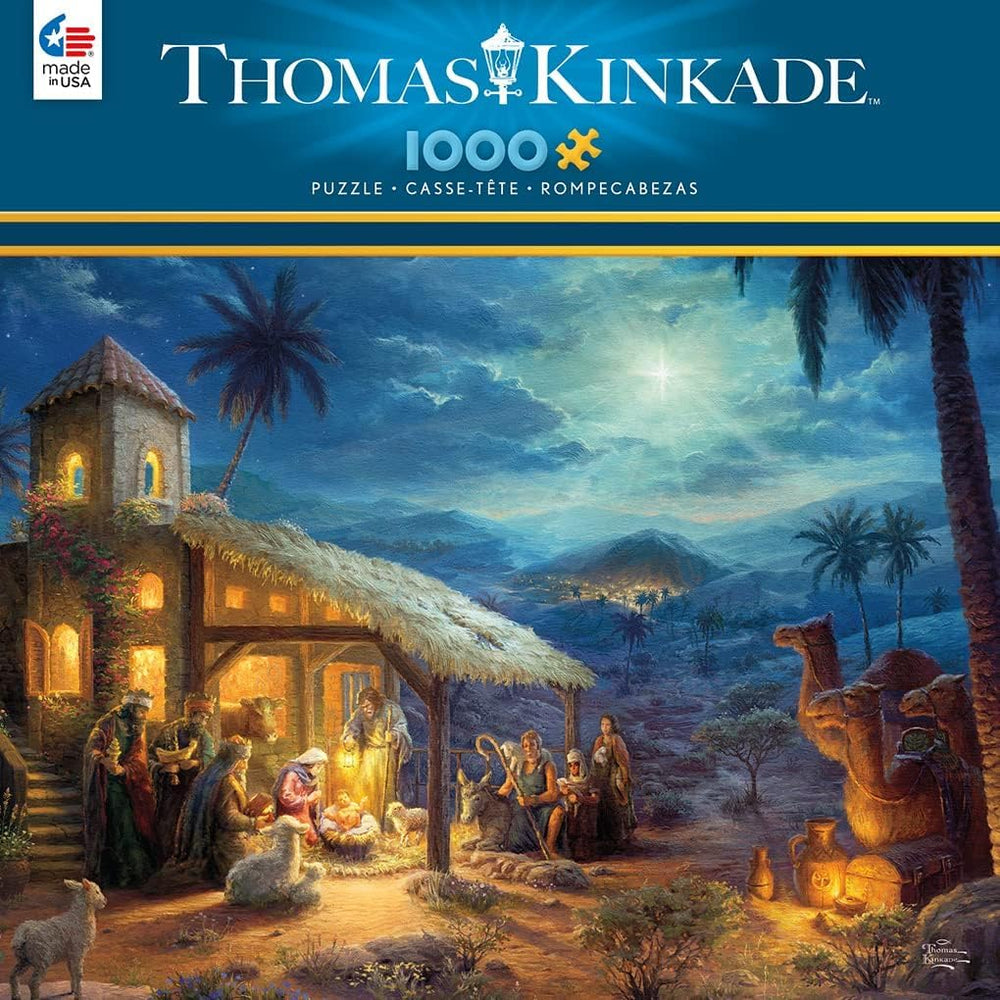 Ceaco Thomas Kinkade Nativity puzzle poster included to guide assembly