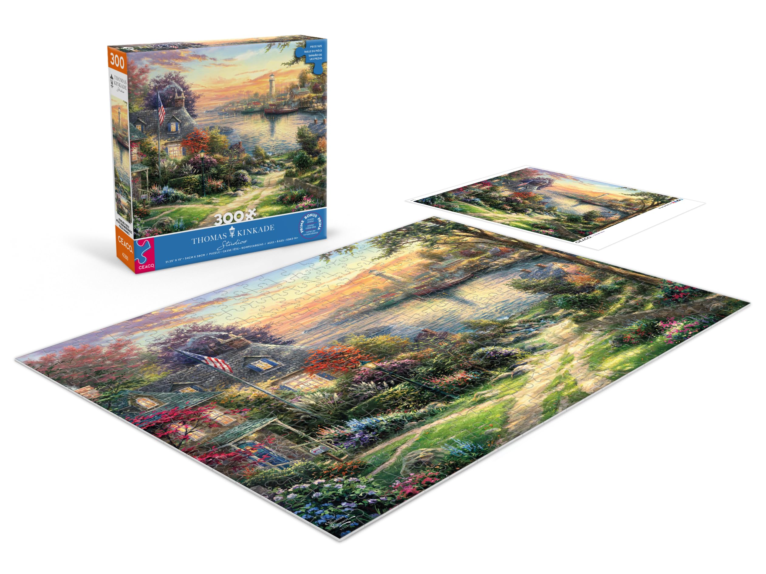 Ceaco Thomas Kinkade New England Harbor interlocking pieces ensure a snug fit